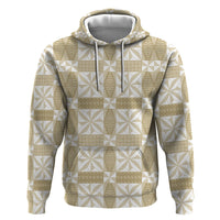 Beige Ngatu Pattern Malo e Lelei Tonga Zip Hoodie