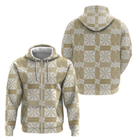Beige Ngatu Pattern Malo e Lelei Tonga Zip Hoodie
