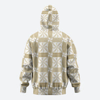 Beige Ngatu Pattern Malo e Lelei Tonga Zip Hoodie