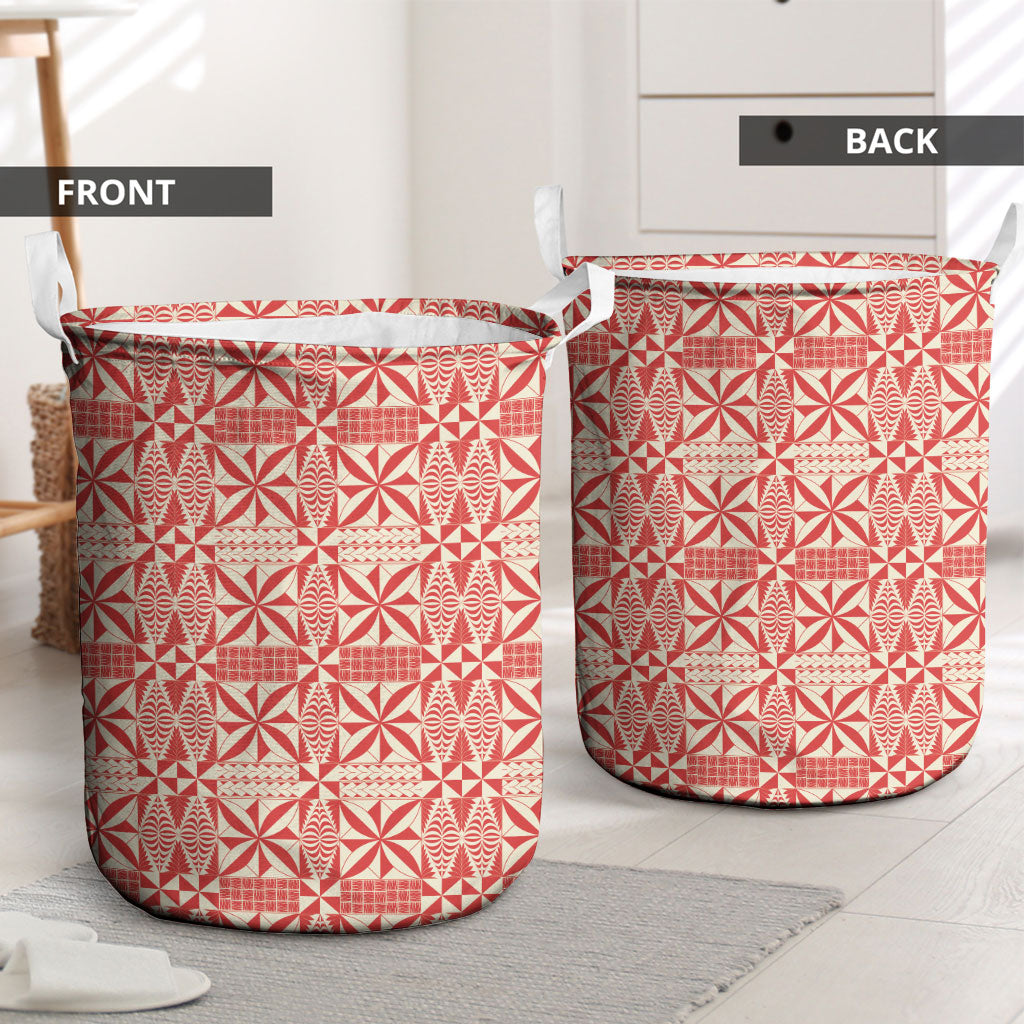 Red Ngatu Pattern Malo e Lelei Tonga Laundry Basket