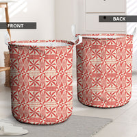 Red Ngatu Pattern Malo e Lelei Tonga Laundry Basket