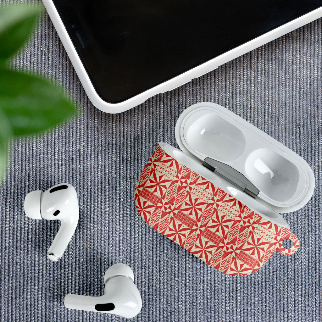 Red Ngatu Pattern Malo e Lelei Tonga AirPods Case