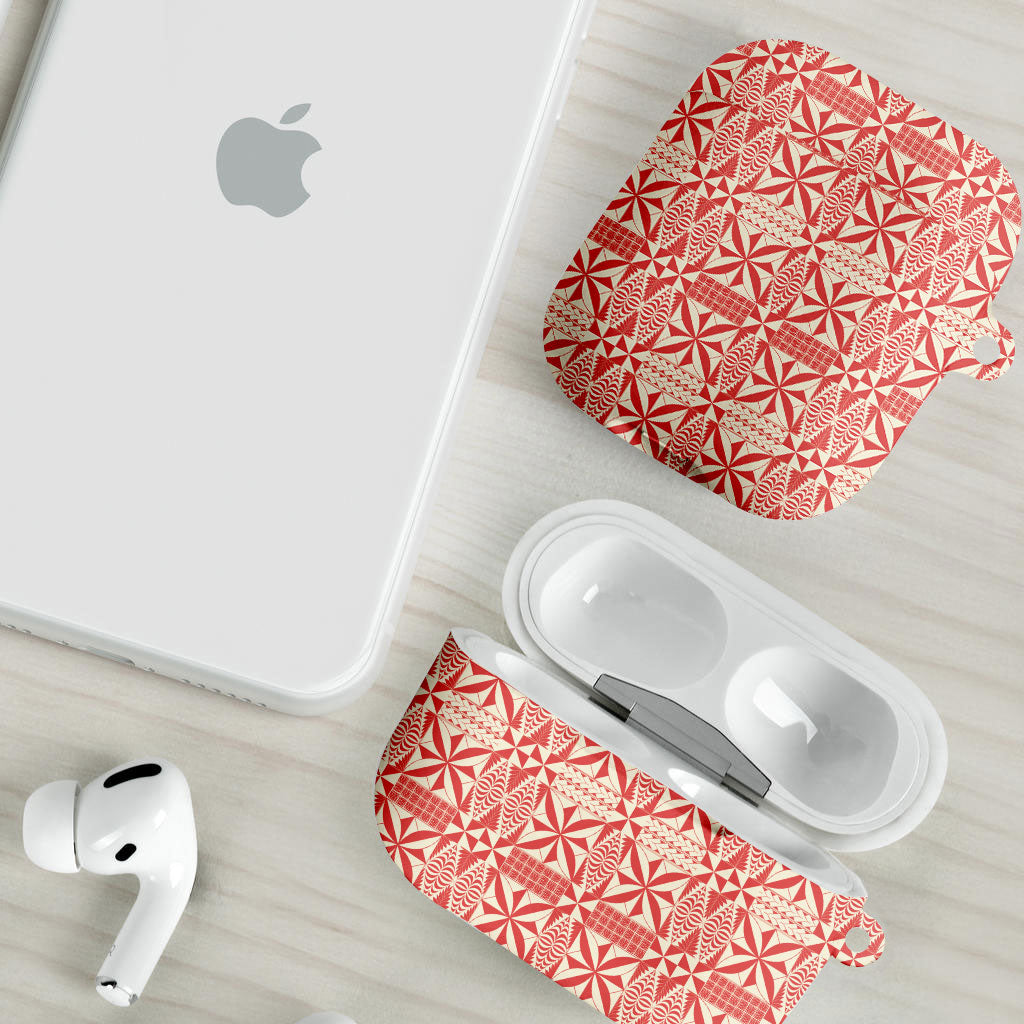 Red Ngatu Pattern Malo e Lelei Tonga AirPods Case