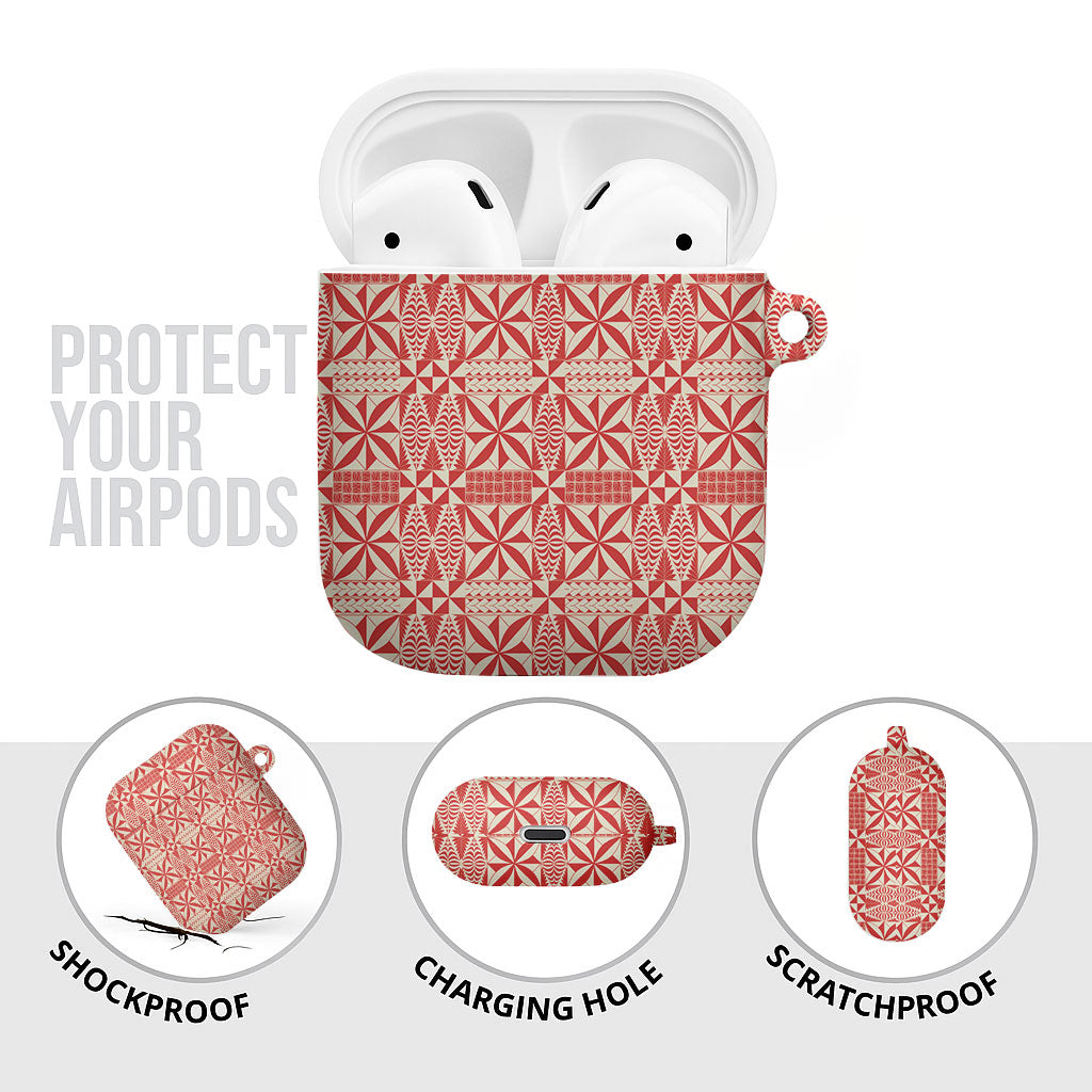 Red Ngatu Pattern Malo e Lelei Tonga AirPods Case