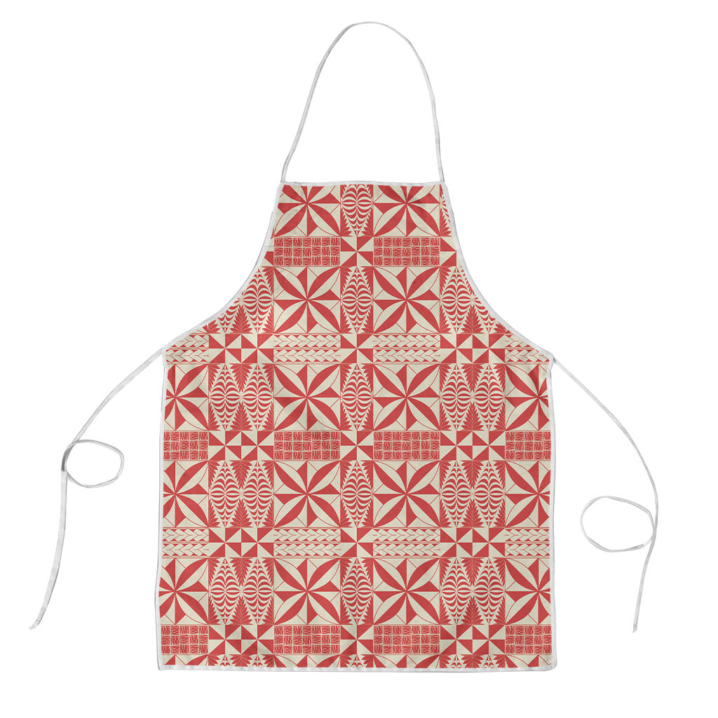 Red Ngatu Pattern Malo e Lelei Tonga Apron