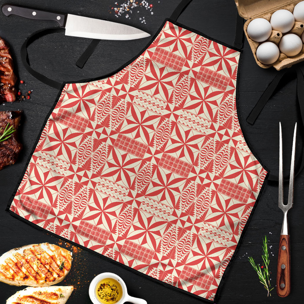 Red Ngatu Pattern Malo e Lelei Tonga Apron