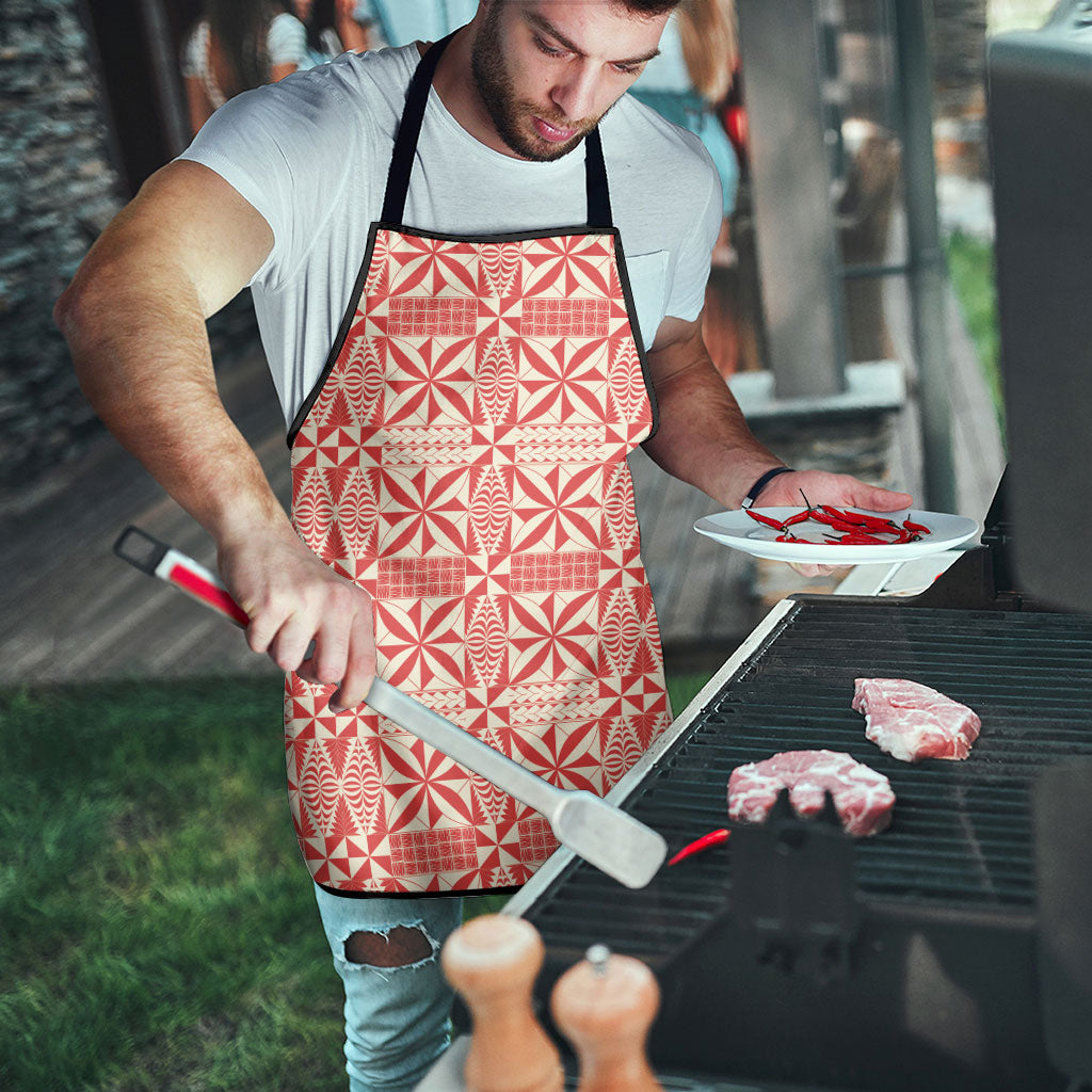 Red Ngatu Pattern Malo e Lelei Tonga Apron