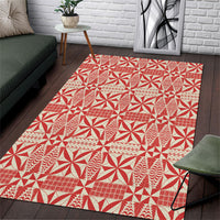 Red Ngatu Pattern Malo e Lelei Tonga Area Rug