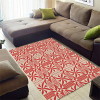 Red Ngatu Pattern Malo e Lelei Tonga Area Rug