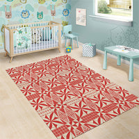Red Ngatu Pattern Malo e Lelei Tonga Area Rug