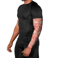 Red Ngatu Pattern Malo e Lelei Tonga Arm Sleeves