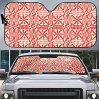 Red Ngatu Pattern Malo e Lelei Tonga Auto Sun Shade