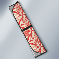 Red Ngatu Pattern Malo e Lelei Tonga Auto Sun Shade