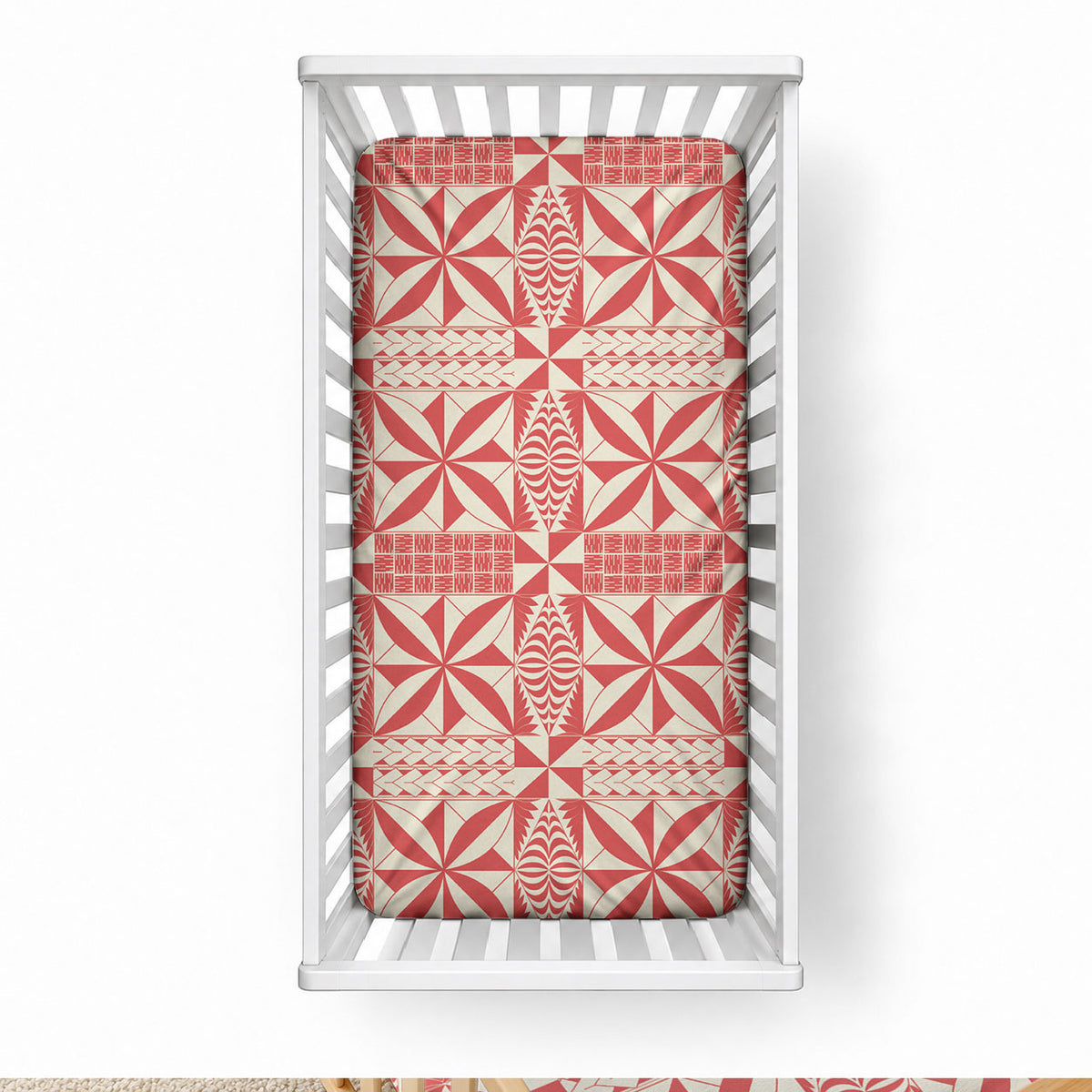 Red Ngatu Pattern Malo e Lelei Tonga Baby Bed Cover