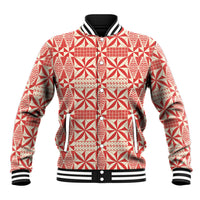Red Ngatu Pattern Malo e Lelei Tonga Baseball Jacket