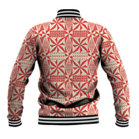 Red Ngatu Pattern Malo e Lelei Tonga Baseball Jacket