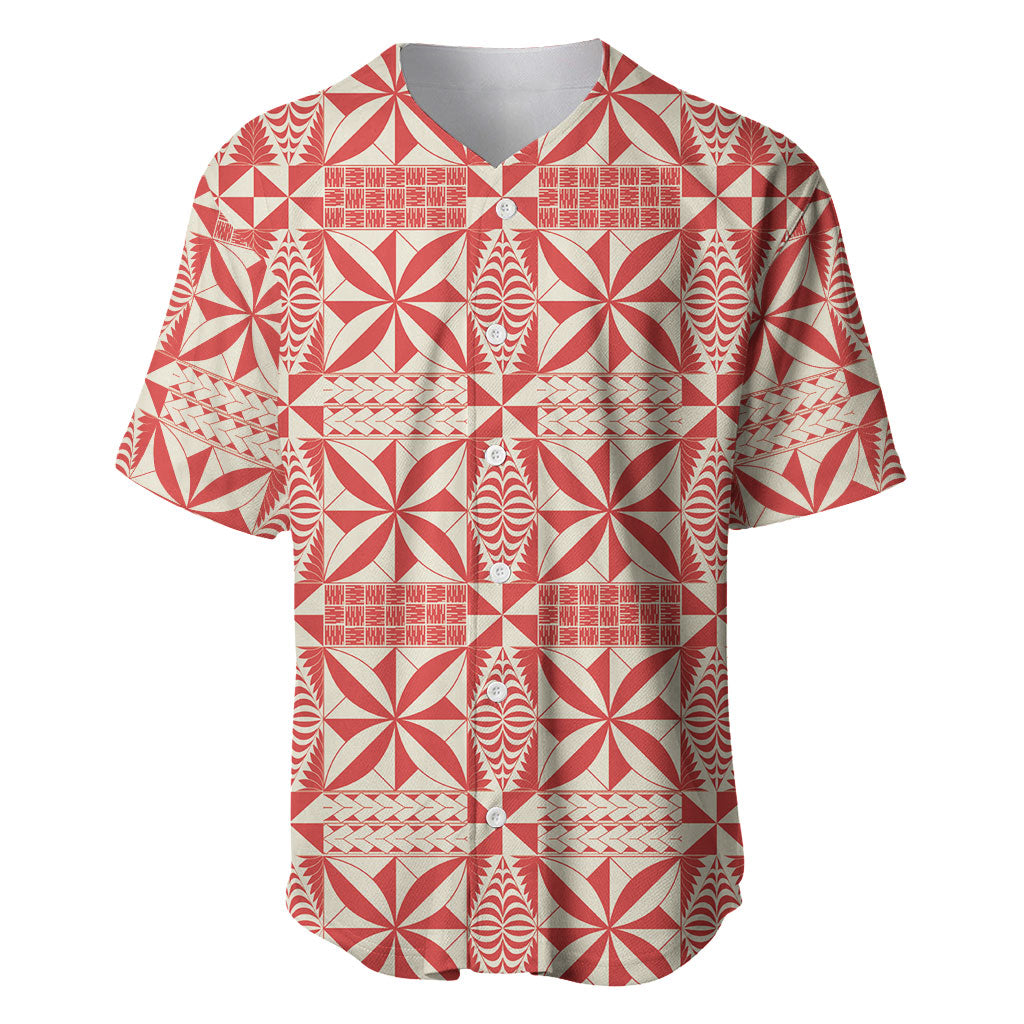 Red Ngatu Pattern Malo e Lelei Tonga Baseball Jersey