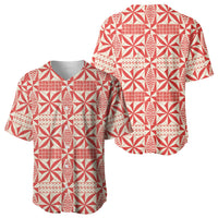 Red Ngatu Pattern Malo e Lelei Tonga Baseball Jersey