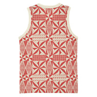 Red Ngatu Pattern Malo e Lelei Tonga Basketball Jersey