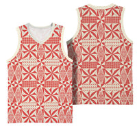 Red Ngatu Pattern Malo e Lelei Tonga Basketball Jersey