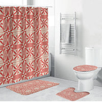 Red Ngatu Pattern Malo e Lelei Tonga Bathroom Set