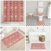 Red Ngatu Pattern Malo e Lelei Tonga Bathroom Set