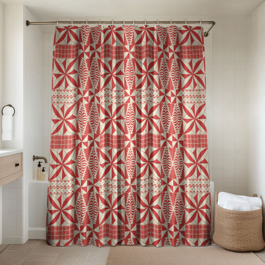 Red Ngatu Pattern Malo e Lelei Tonga Bathroom Set