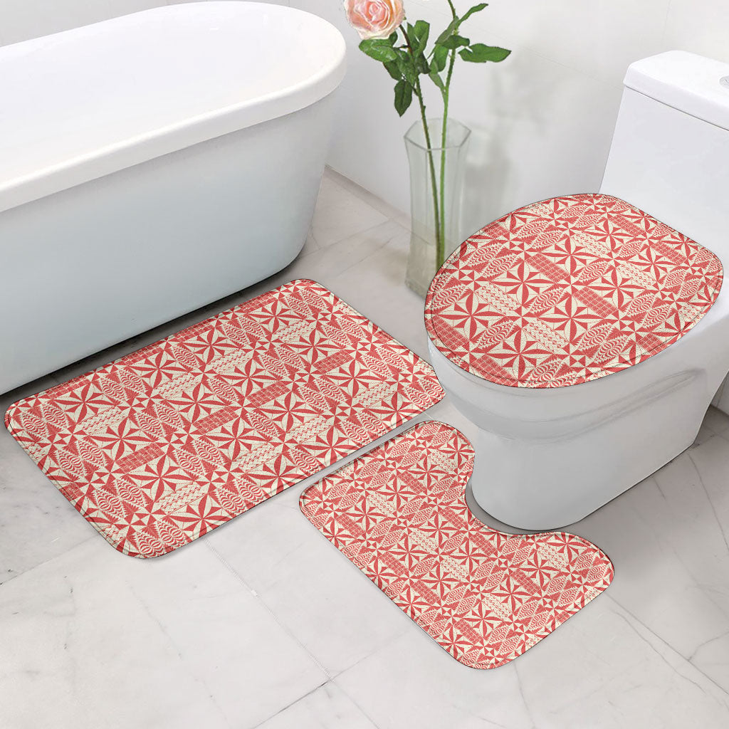 Red Ngatu Pattern Malo e Lelei Tonga Bathroom Set