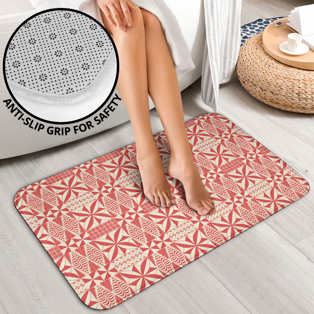 Red Ngatu Pattern Malo e Lelei Tonga Bathroom Set