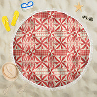 Red Ngatu Pattern Malo e Lelei Tonga Beach Blanket
