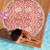 Red Ngatu Pattern Malo e Lelei Tonga Beach Blanket