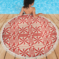 Red Ngatu Pattern Malo e Lelei Tonga Beach Blanket