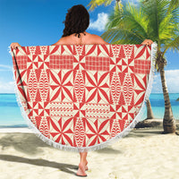 Red Ngatu Pattern Malo e Lelei Tonga Beach Blanket