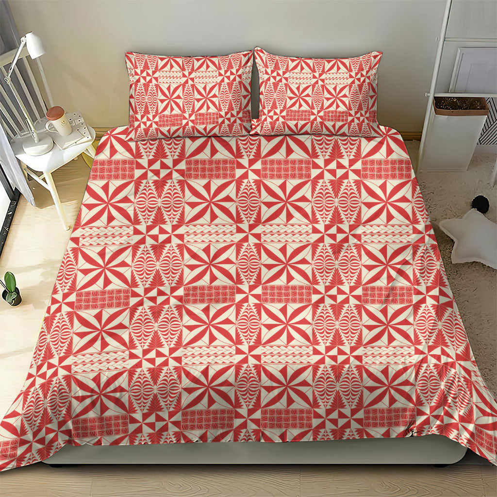 Red Ngatu Pattern Malo e Lelei Tonga Bedding Set
