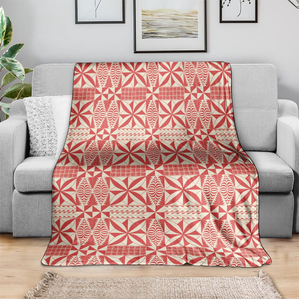 Red Ngatu Pattern Malo e Lelei Tonga Blanket