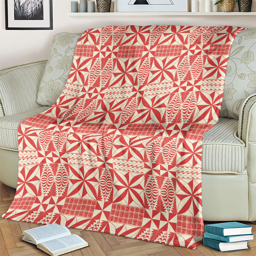 Red Ngatu Pattern Malo e Lelei Tonga Blanket