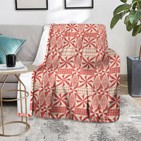Red Ngatu Pattern Malo e Lelei Tonga Blanket