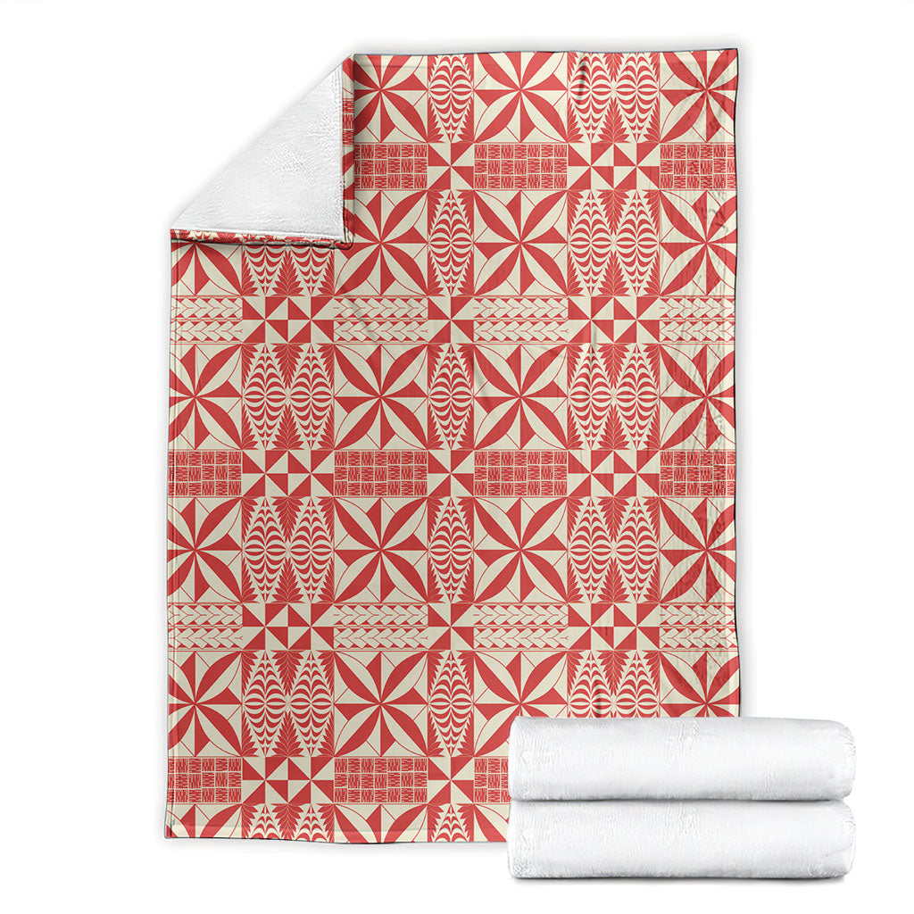 Red Ngatu Pattern Malo e Lelei Tonga Blanket