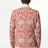 Red Ngatu Pattern Malo e Lelei Tonga Blazer