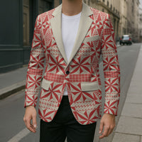 Red Ngatu Pattern Malo e Lelei Tonga Blazer