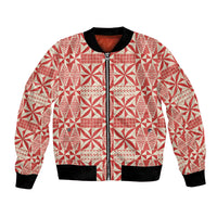 Red Ngatu Pattern Malo e Lelei Tonga Bomber Jacket