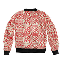 Red Ngatu Pattern Malo e Lelei Tonga Bomber Jacket