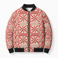 Red Ngatu Pattern Malo e Lelei Tonga Bomber Puffer Jacket