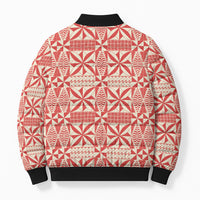 Red Ngatu Pattern Malo e Lelei Tonga Bomber Puffer Jacket