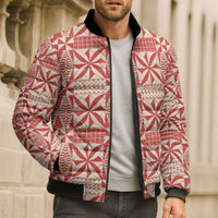 Red Ngatu Pattern Malo e Lelei Tonga Bomber Puffer Jacket