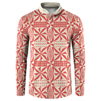 Red Ngatu Pattern Malo e Lelei Tonga Button Sweatshirt