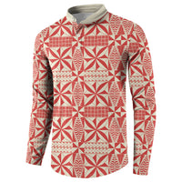 Red Ngatu Pattern Malo e Lelei Tonga Button Sweatshirt