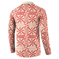 Red Ngatu Pattern Malo e Lelei Tonga Button Sweatshirt