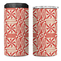 Red Ngatu Pattern Malo e Lelei Tonga 4 in 1 Can Cooler Tumbler