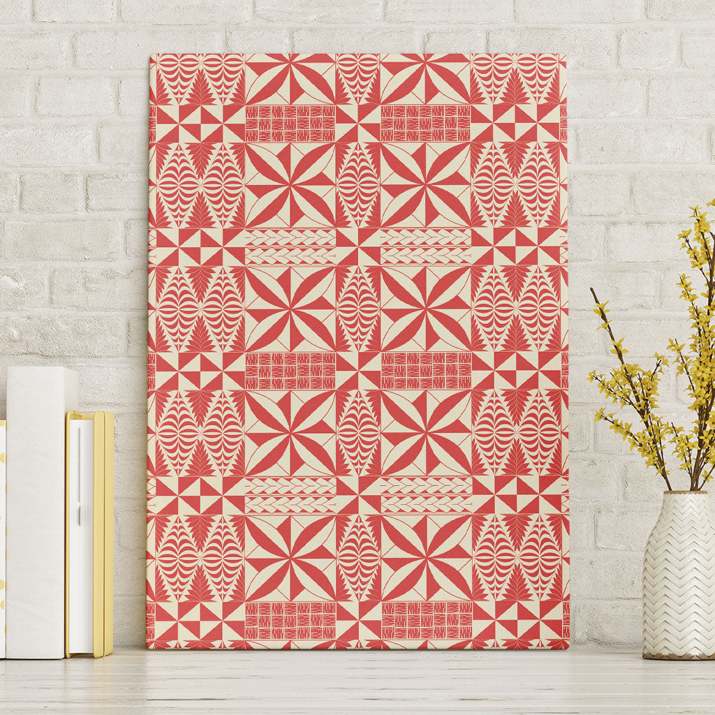 Red Ngatu Pattern Malo e Lelei Tonga Canvas Wall Art